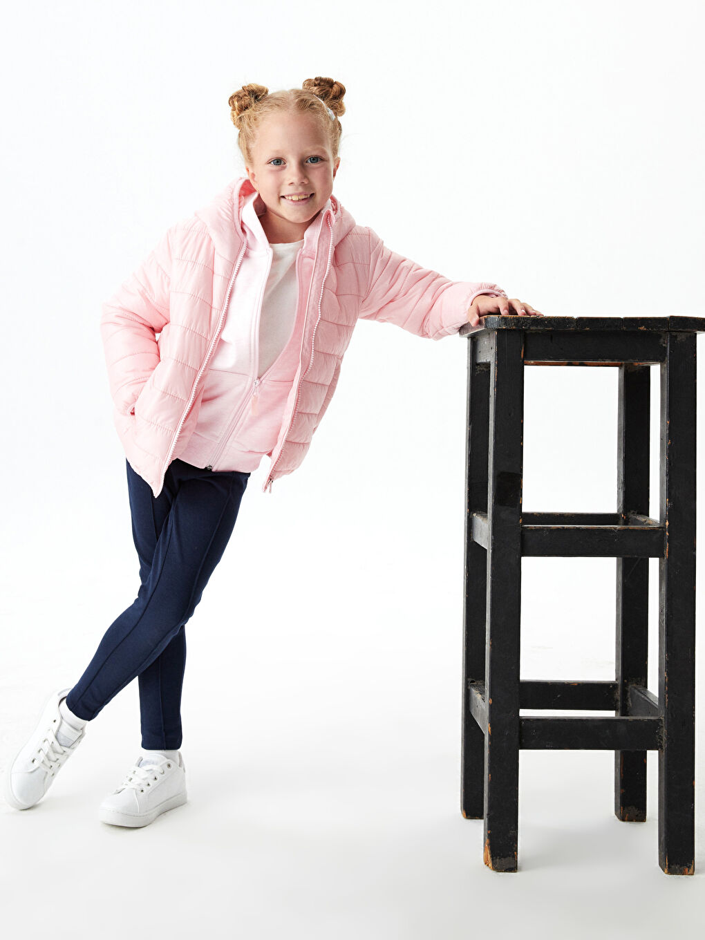 Толстовка на молнии с капюшоном и длинным рукавом для девочек-2