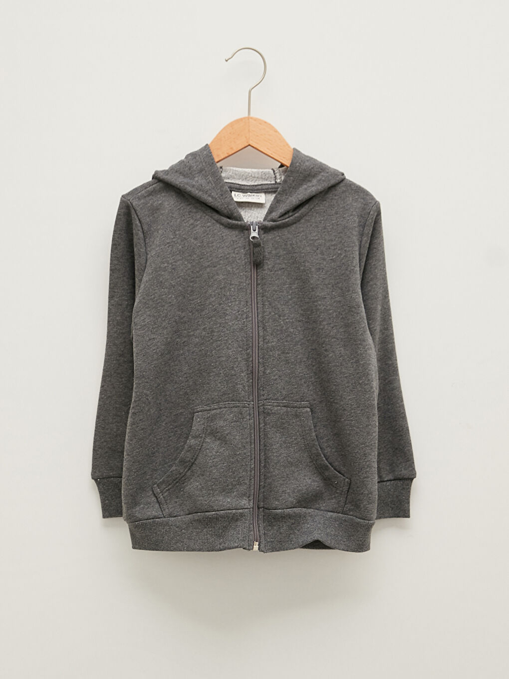 LCW Kids Hooded Basic Long Sleeve Girls' Zippered Sweatshirt -W11495Z4-L8N