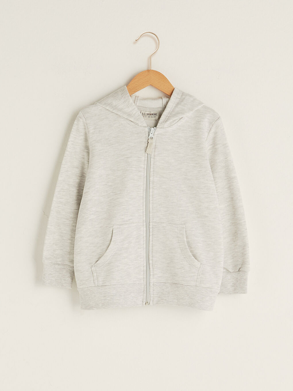 LCW Kids Hooded Basic Long Sleeve Girls' Zippered Sweatshirt -W11495Z4-LAK