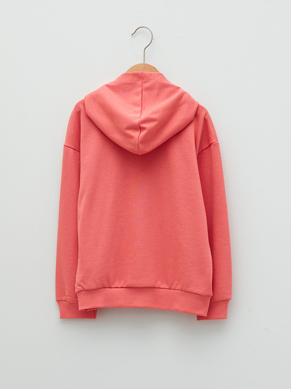 Mercan Kapüşonlu Basic Uzun Kollu Kız Çocuk Sweatshirt-1