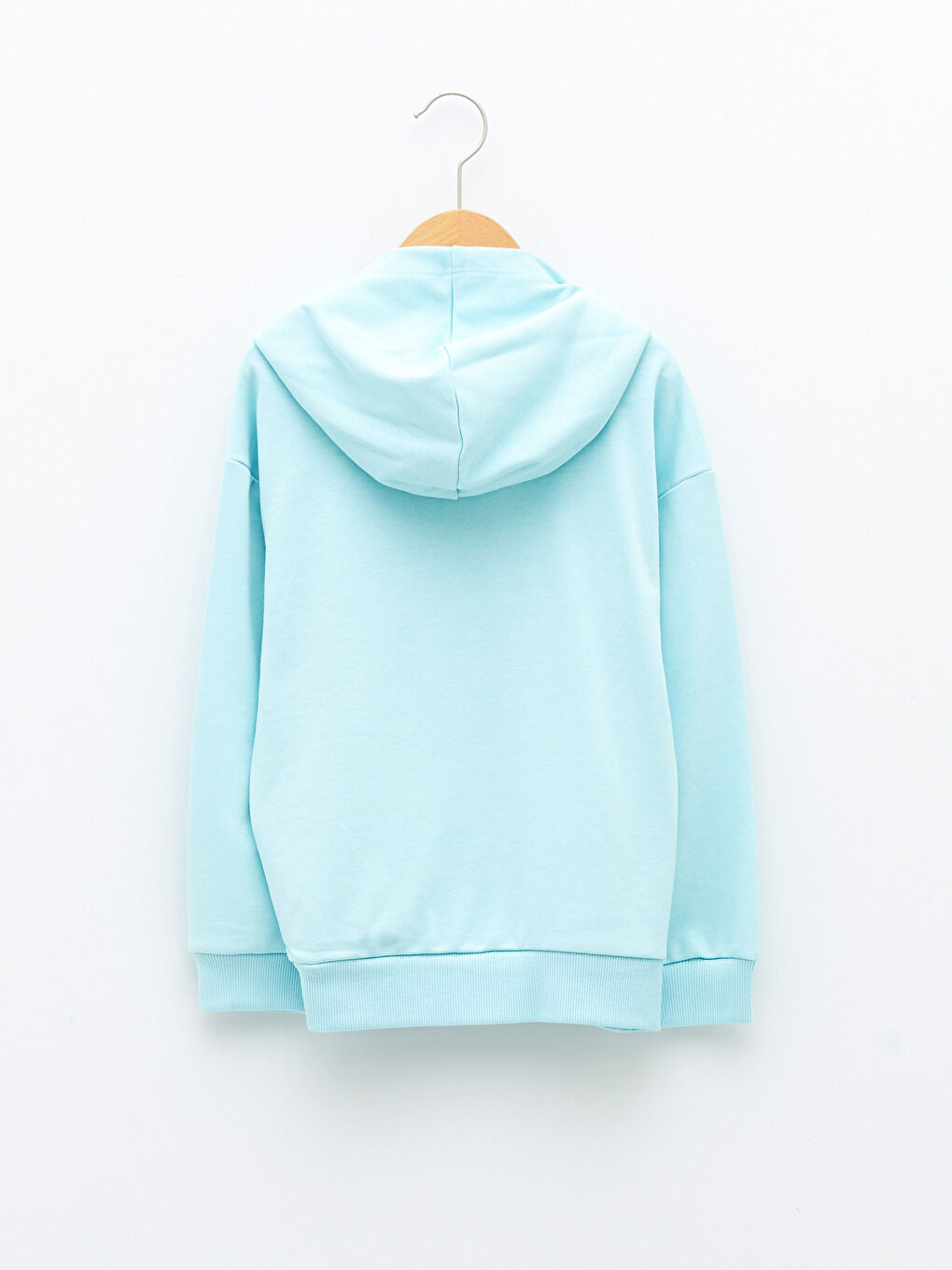 Mavi Kapüşonlu Basic Uzun Kollu Kız Çocuk Sweatshirt-1