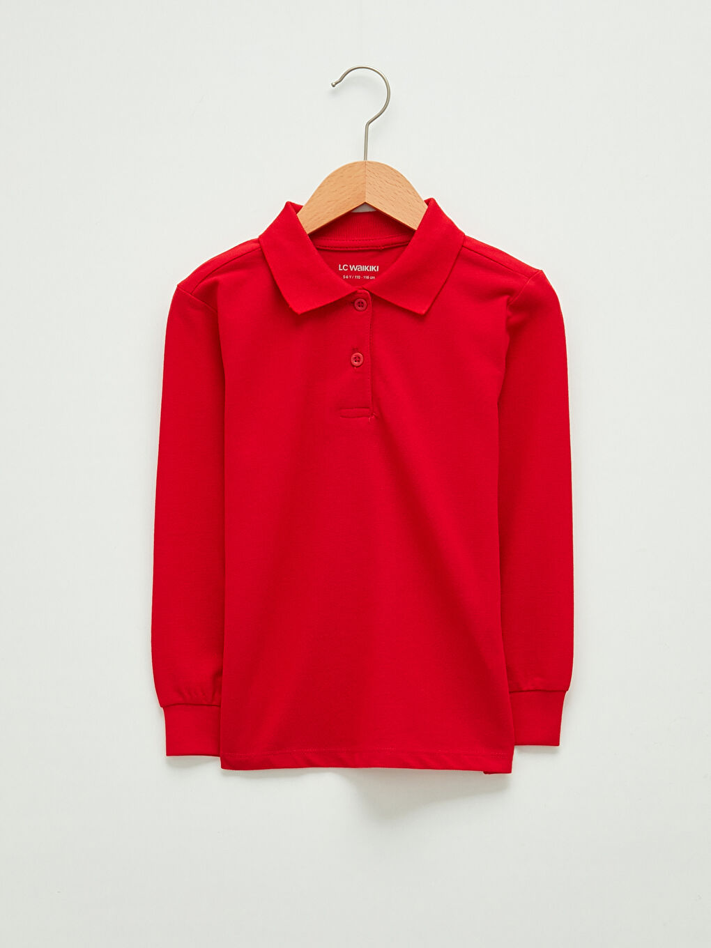 LCW Kids Polo Neck Basic Long Sleeve Girls' T-Shirt -W11502Z4-HPM