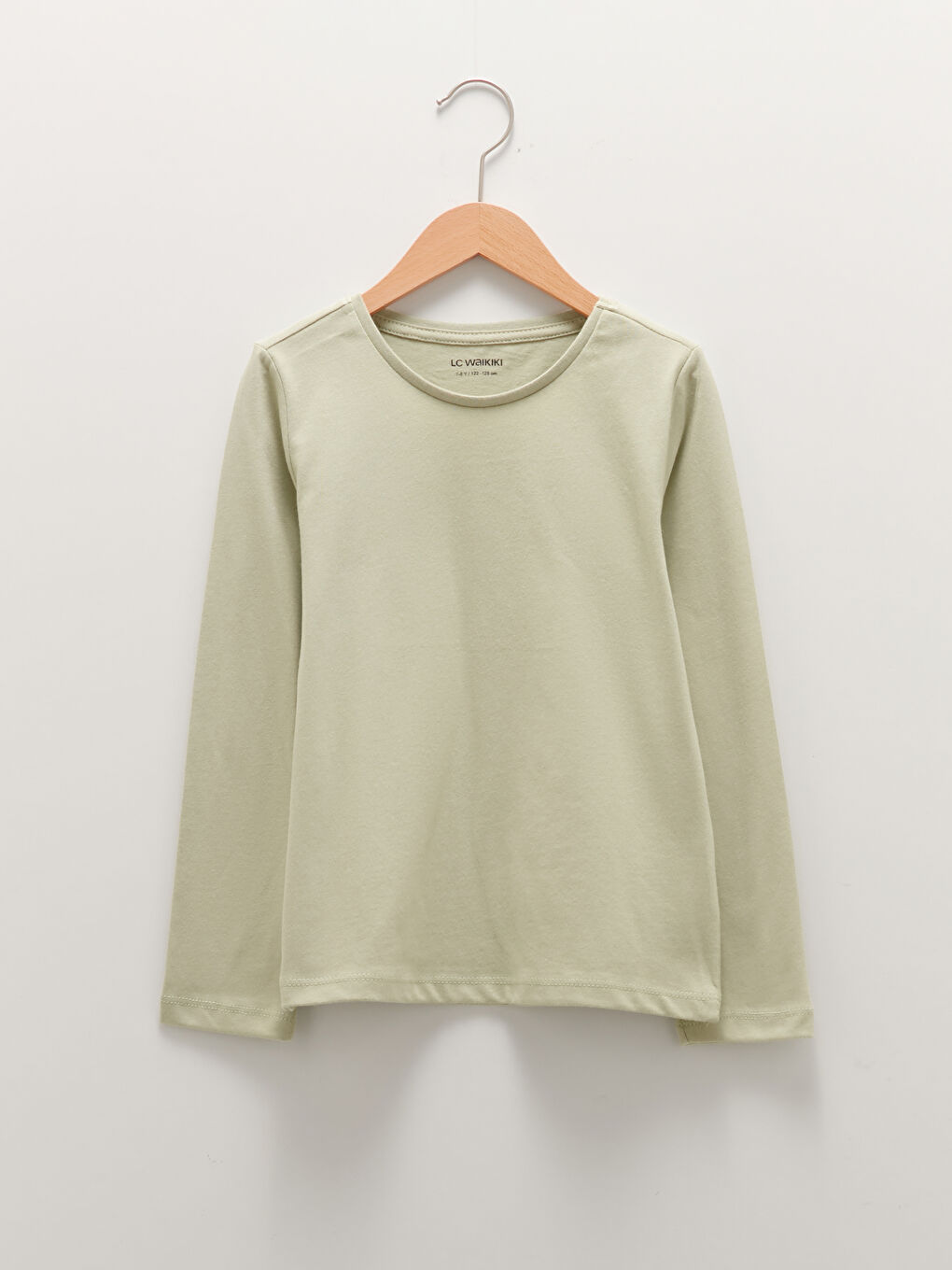 Yeşil Bisiklet Yaka Basic Uzun Kollu Kız Çocuk Tişört