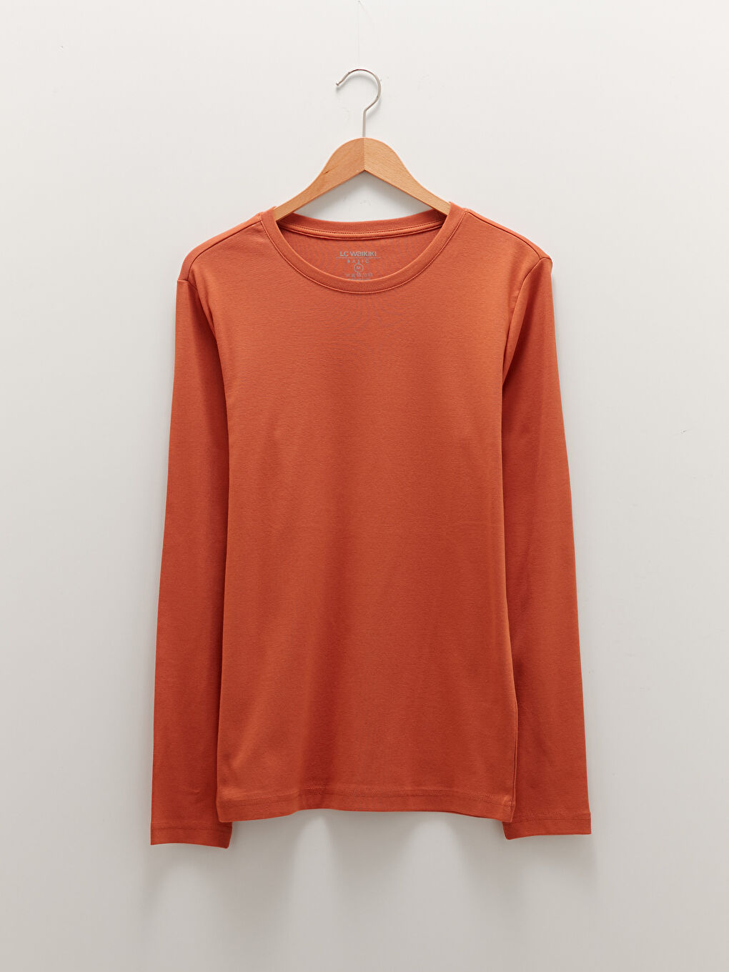 Turuncu Bisiklet Yaka Uzun Kollu Basic Erkek Tişört-6