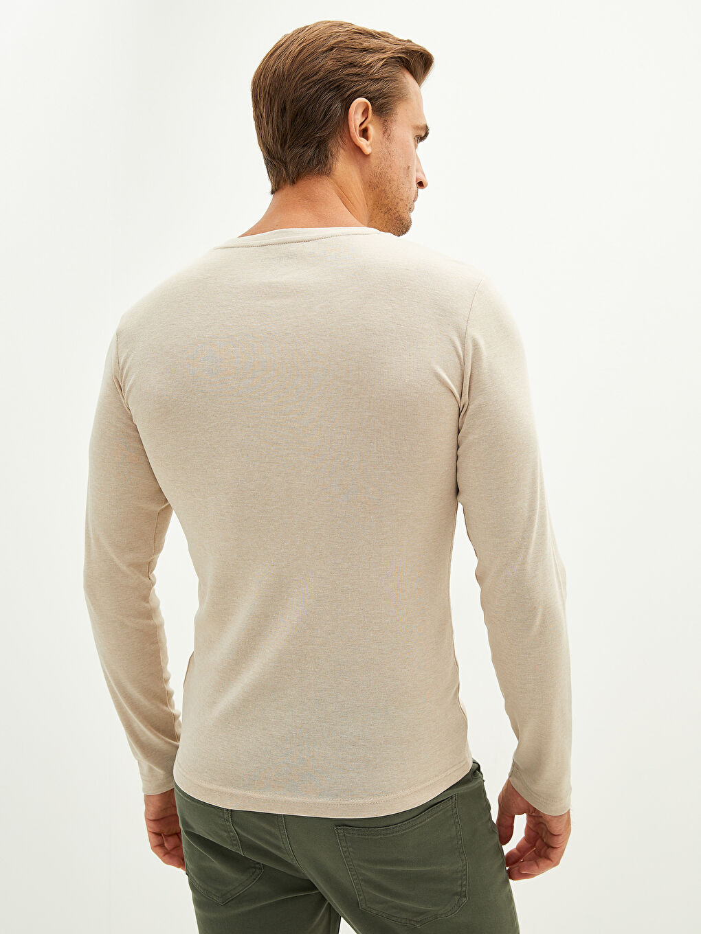 Crew Neck Long Sleeve Basic Men's T-shirt-5