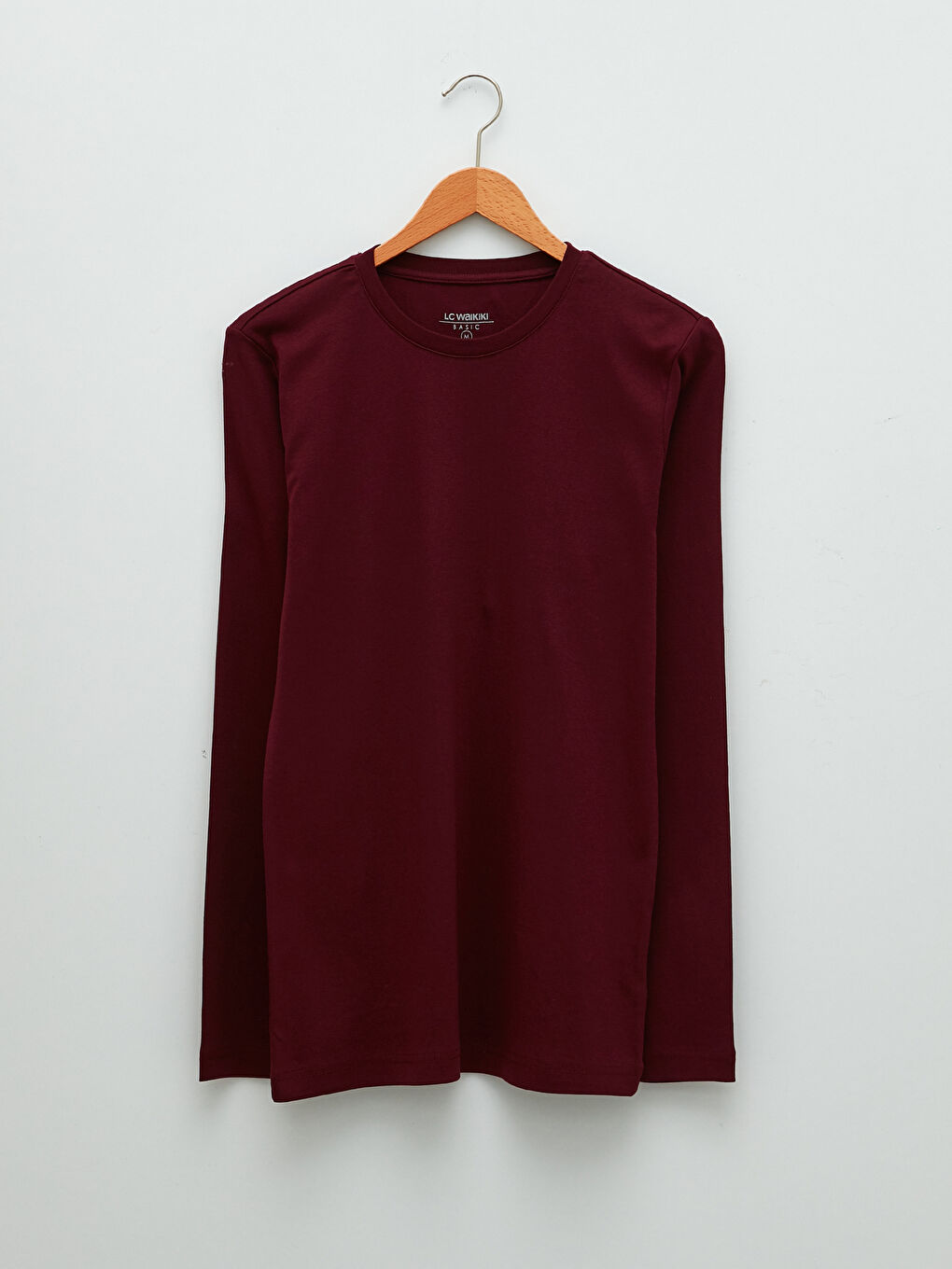 Bordo Bisiklet Yaka Uzun Kollu Basic Erkek Tişört-5