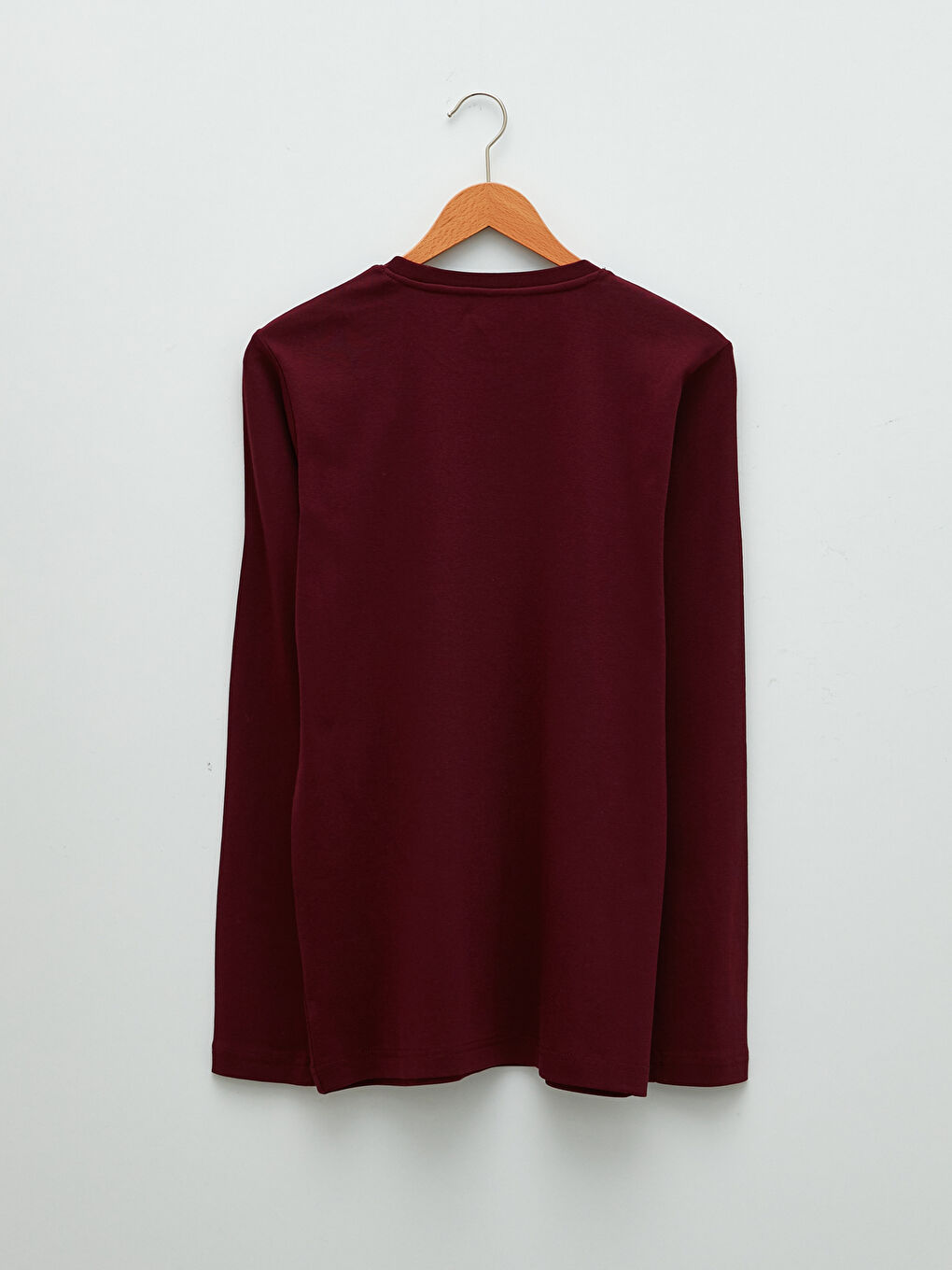 Bordo Bisiklet Yaka Uzun Kollu Basic Erkek Tişört-6