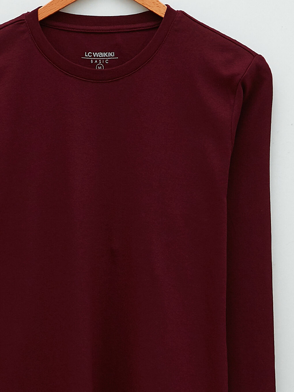 Bordo Bisiklet Yaka Uzun Kollu Basic Erkek Tişört-7