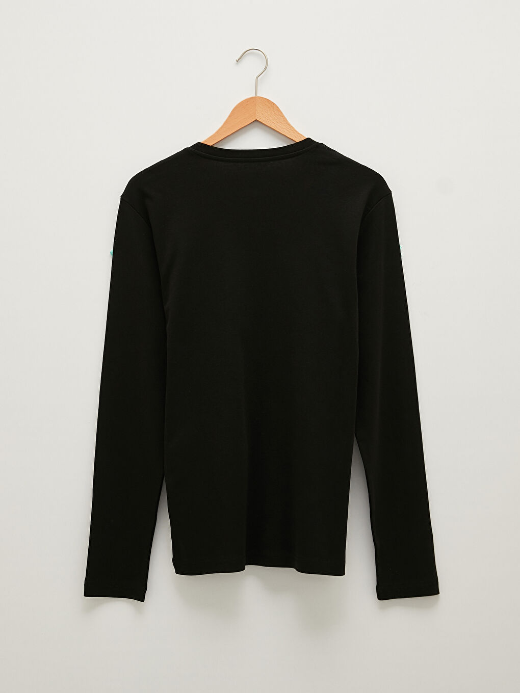 Siyah V Yaka Uzun Kollu Penye Erkek Tişört-5