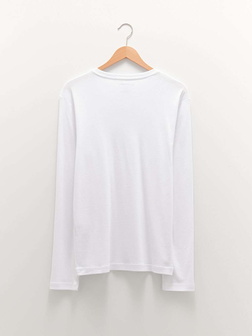 Beyaz V Yaka Uzun Kollu Penye Erkek Tişört-6