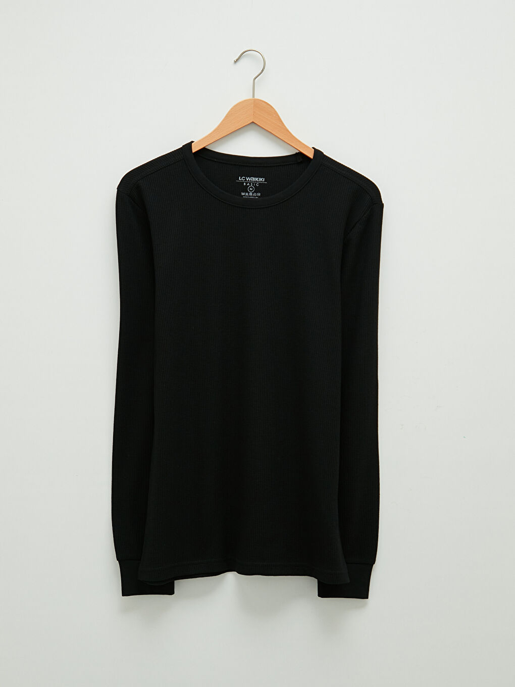 تيشيرت كم طويل ياقة دائرية عادي للرجال-5