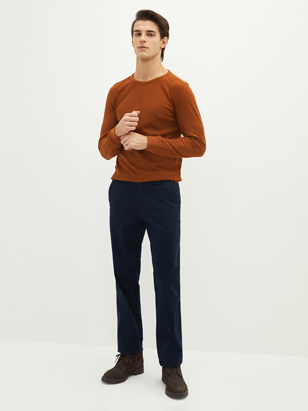 Crew Neck Long Sleeve Regular Men's T-shirt-2