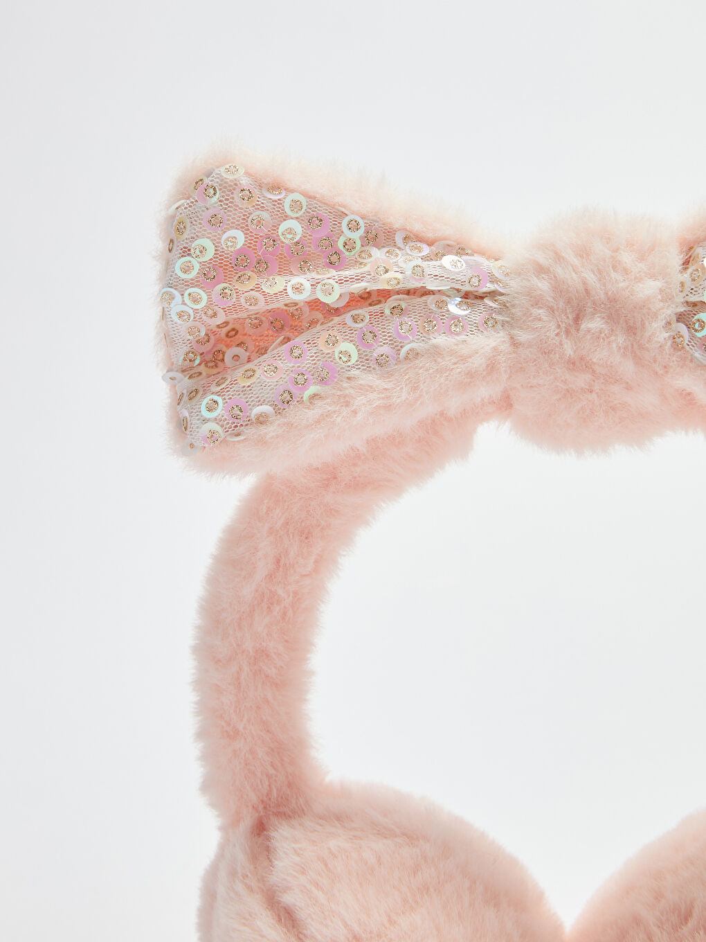 Girl's Ribbon Detailed Plush Headphones-3