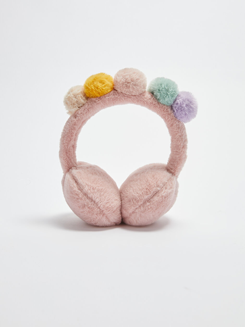 Теплые наушники с помпоном для девочек из плюша