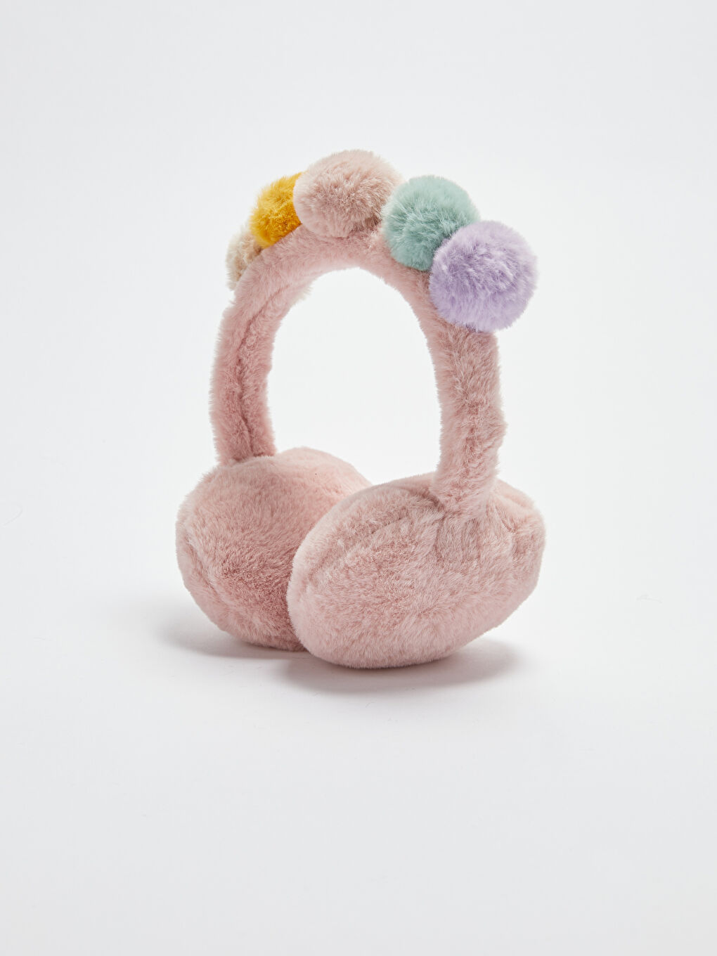 Теплые наушники с помпоном для девочек из плюша-1