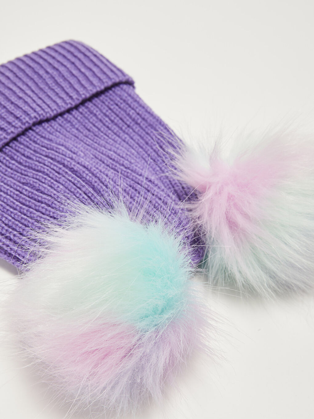 Girl's Tricot Beret with Pompoms-3