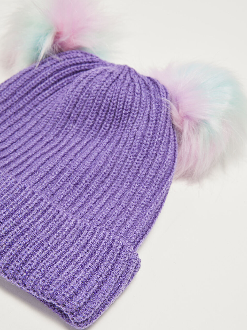 Girl's Tricot Beret with Pompoms-4
