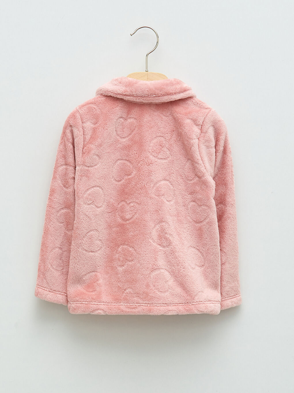 Pembe Bebe Yaka Uzun Kollu Desenli Kız Bebek Pelüş Mont-2