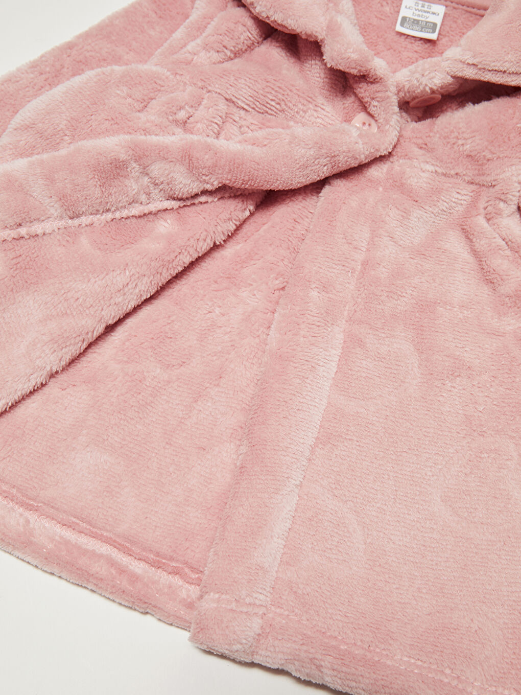 Pembe Bebe Yaka Uzun Kollu Desenli Kız Bebek Pelüş Mont-5