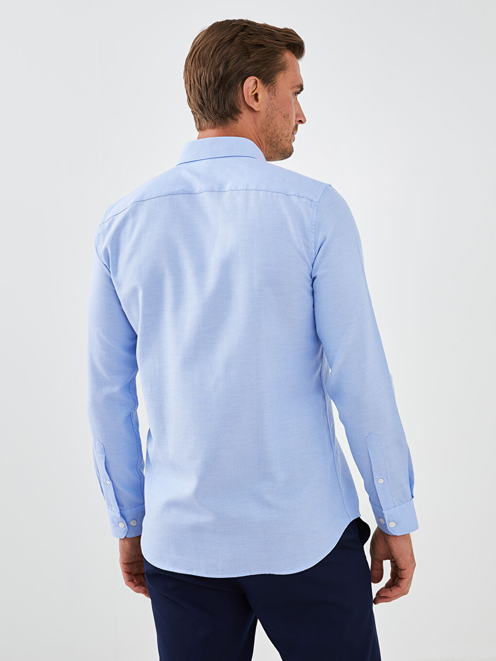 Рубашка мужская слим-фит с длинным рукавом из оксфорда-4