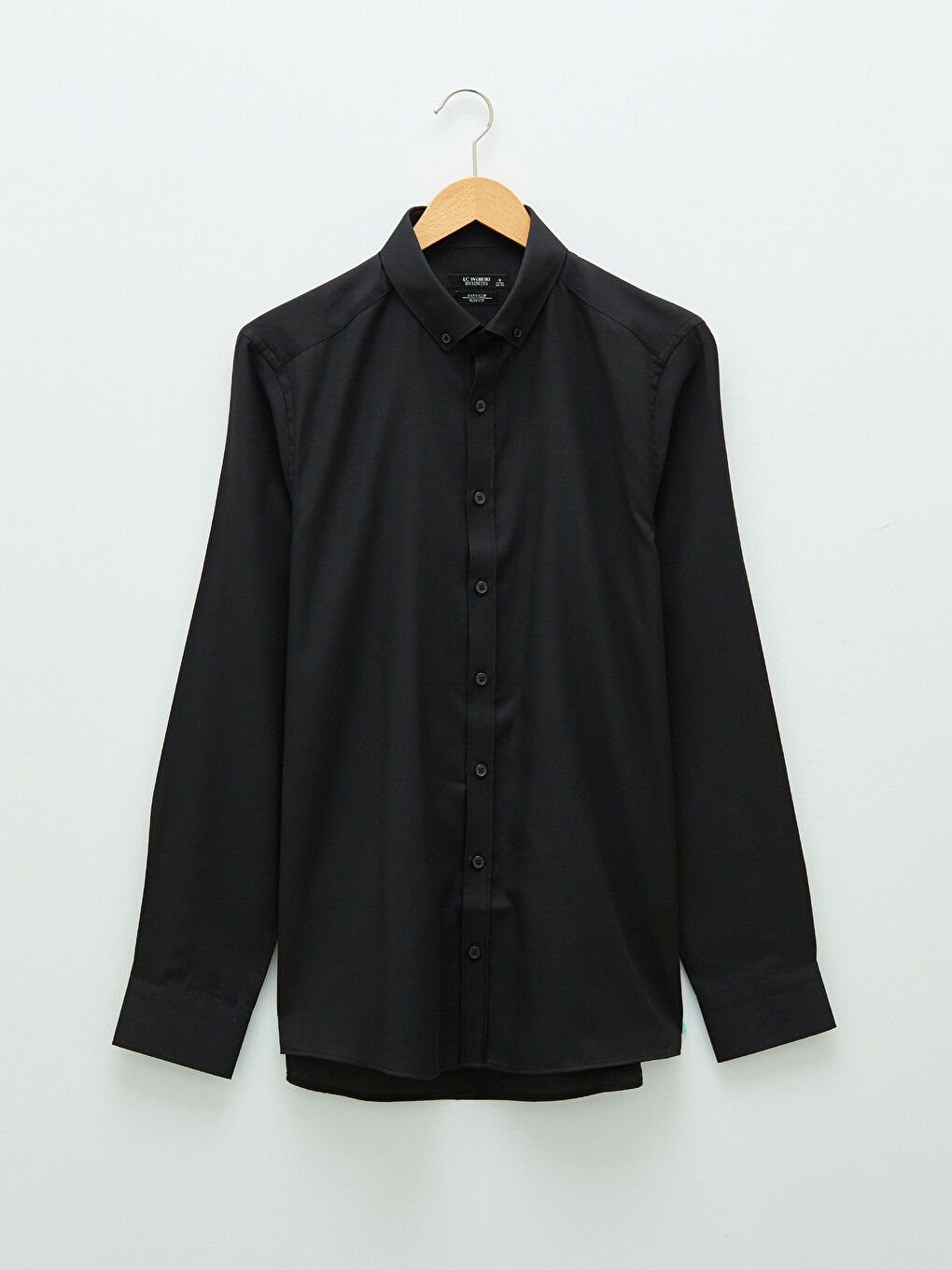 Siyah Slim Fit Uzun Kollu Oxford Erkek Gömlek-5