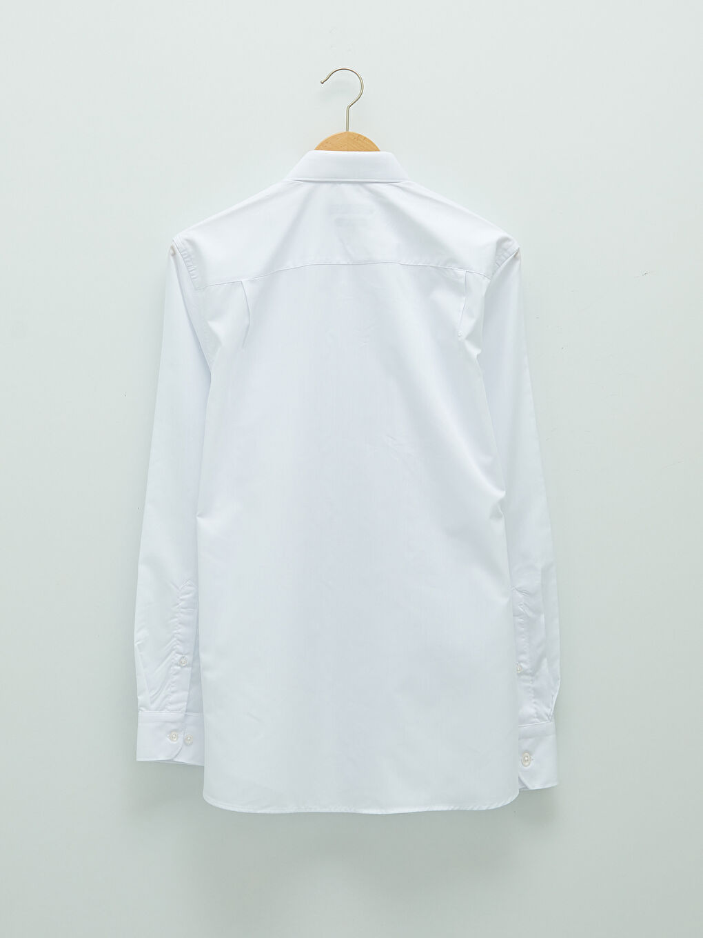 Beyaz Regular Fit Uzun Kollu Poplin Erkek Gömlek-5