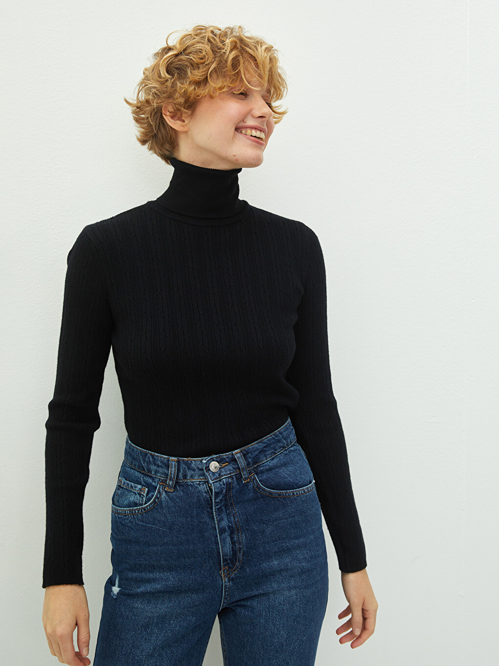 Turtleneck Plain Long Sleeve Women's Knitwear Sweater