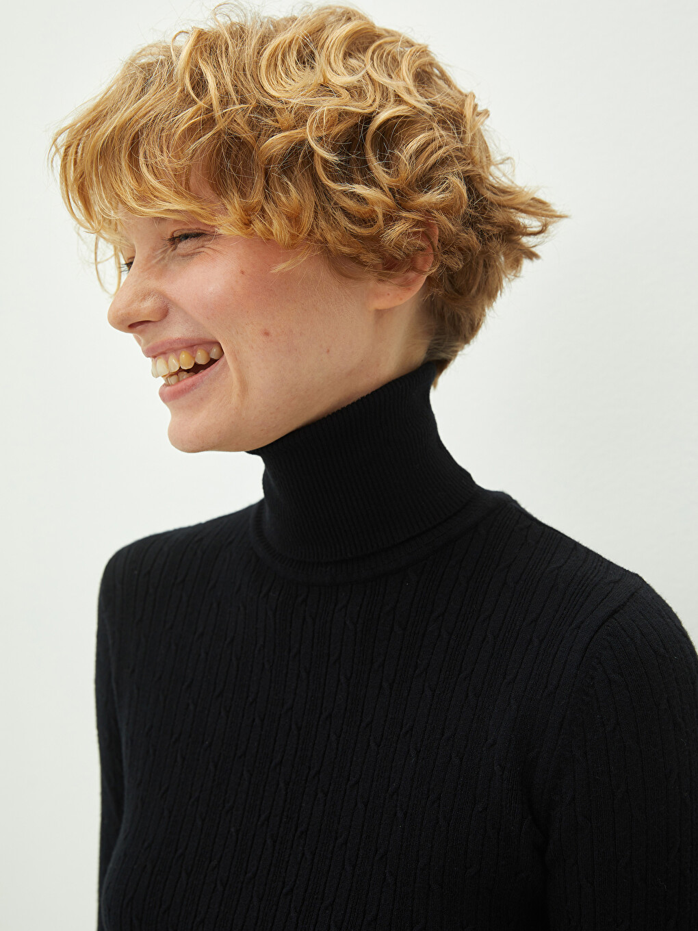 Turtleneck Plain Long Sleeve Women's Knitwear Sweater-2
