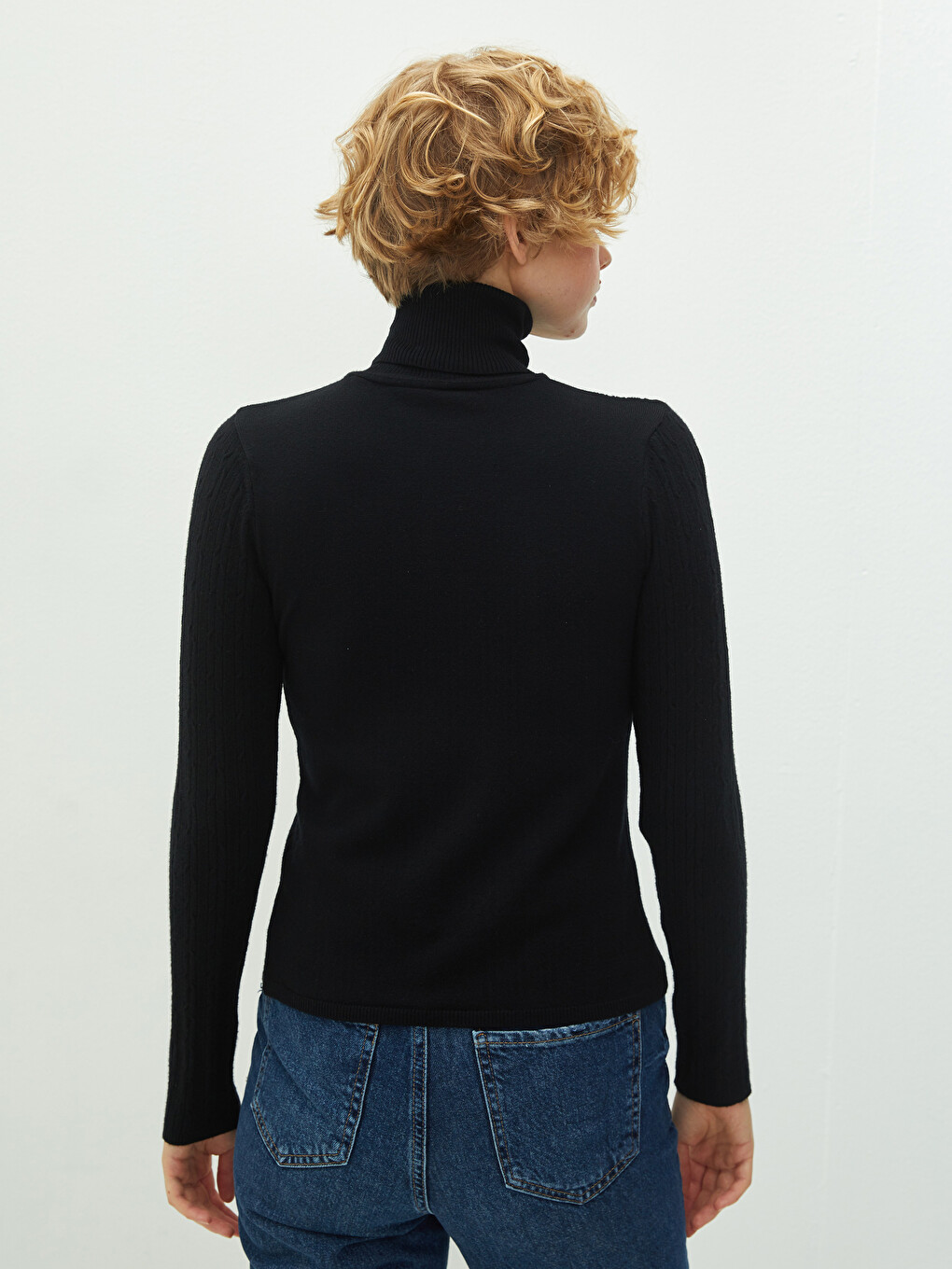 Turtleneck Plain Long Sleeve Women's Knitwear Sweater-4