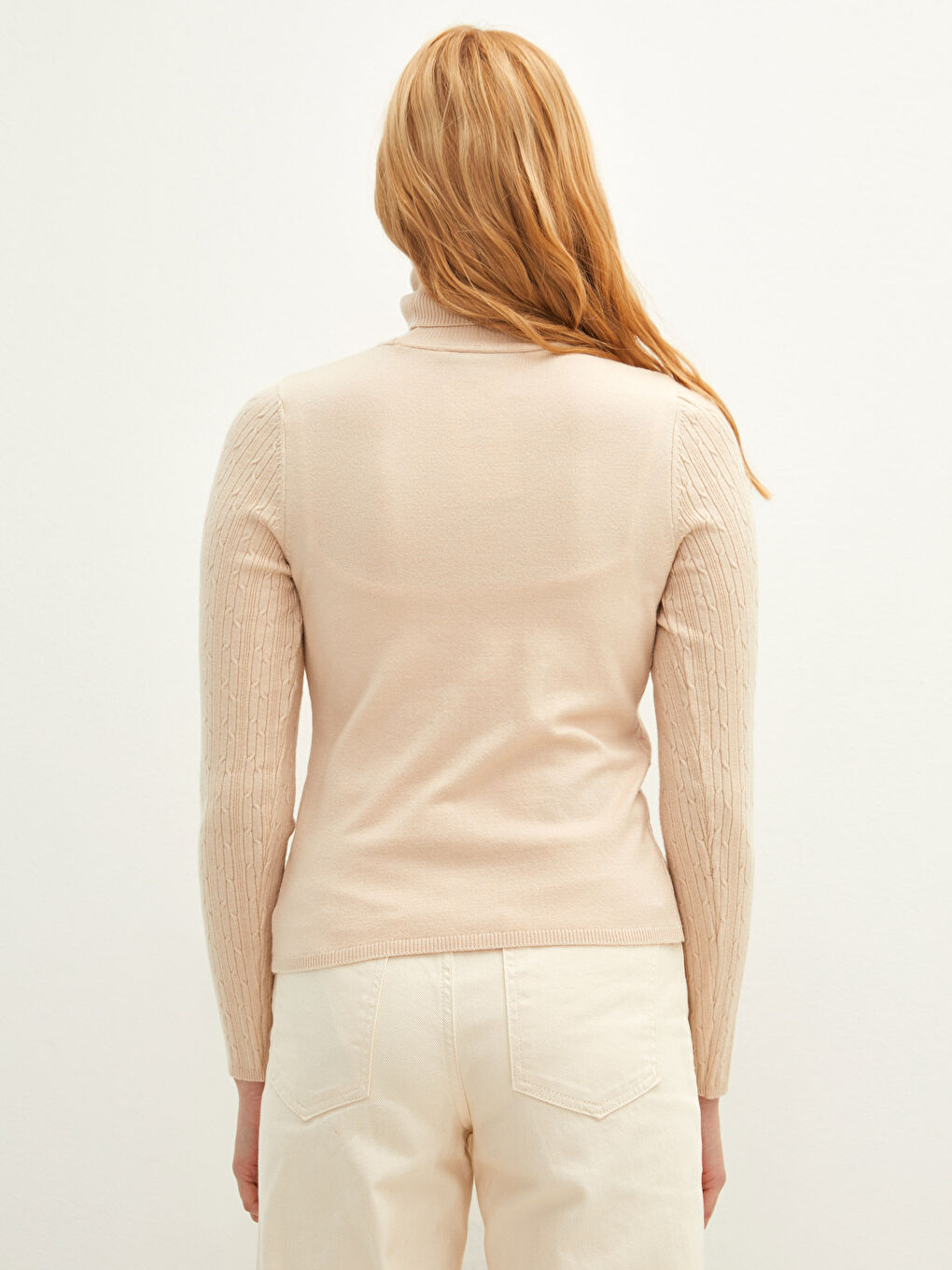 سترة تريكو بكول عالي كم طويل بسيط نساء-4