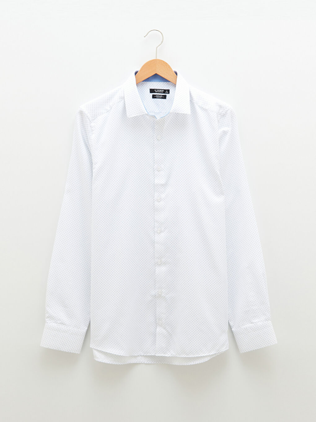 Beyaz Slim Fit Uzun Kollu Armürlü Erkek Gömlek-5