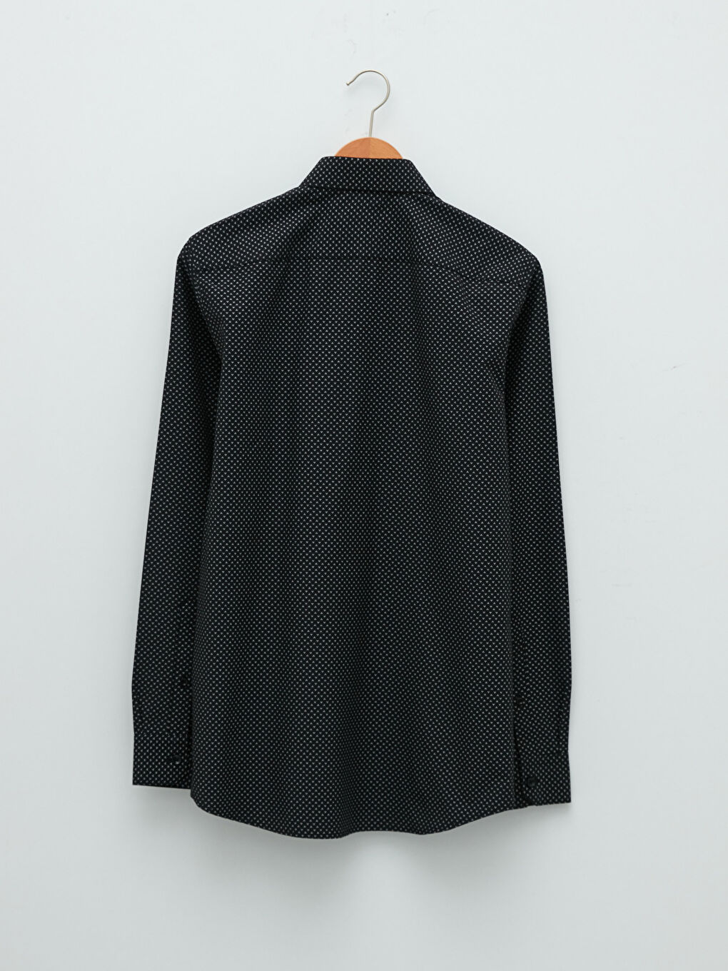 Siyah Slim Fit Uzun Kollu Desenli Poplin Erkek Gömlek-6