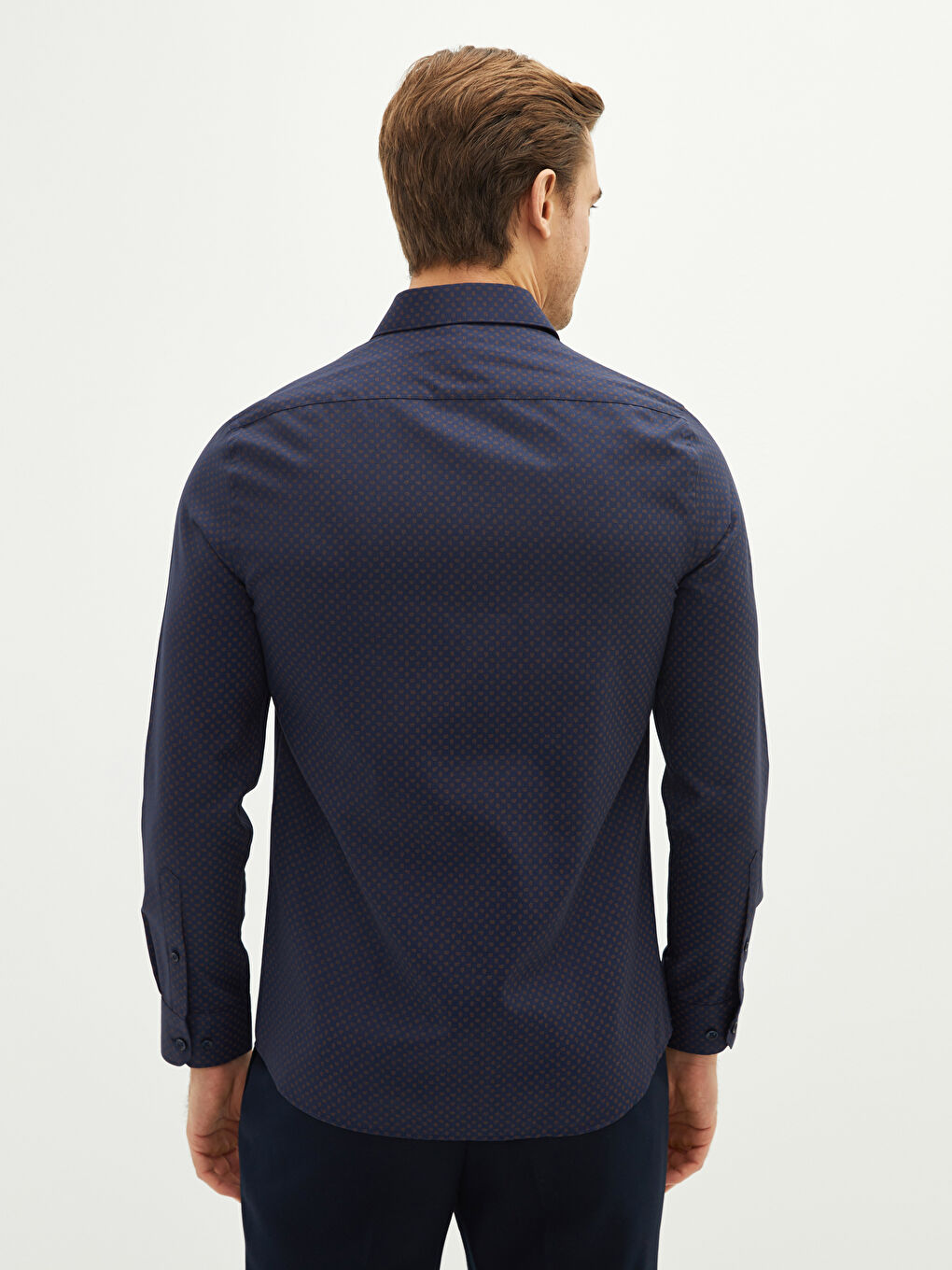 Slim Fit Long Sleeve Patterned Twill Men's Shirt-4