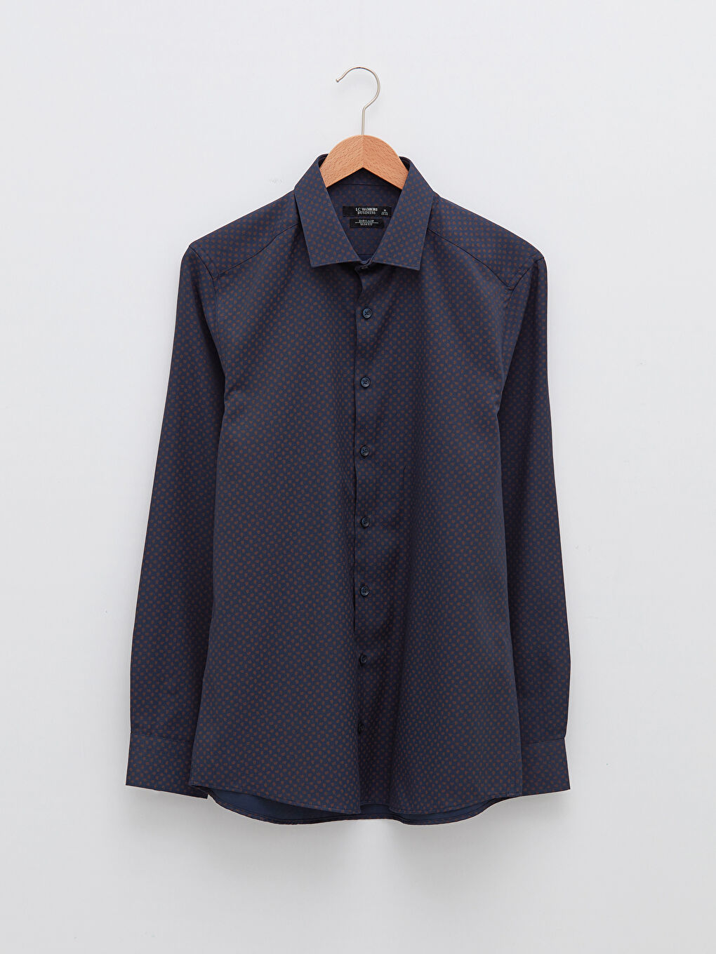 Slim Fit Long Sleeve Patterned Twill Men's Shirt-5