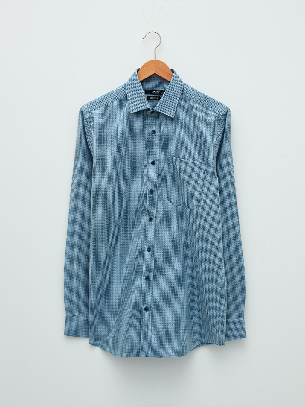 Рубашка Мужская Стандартного Кроя С Длинным Рукавом Узорчатая Ткань Добби-5