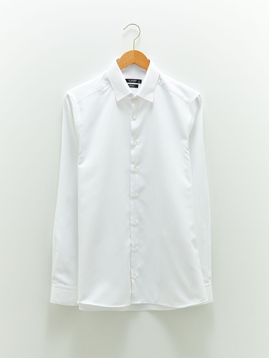 Приталена чоловіча сорочка з довгим рукавом з тканини армюр-6