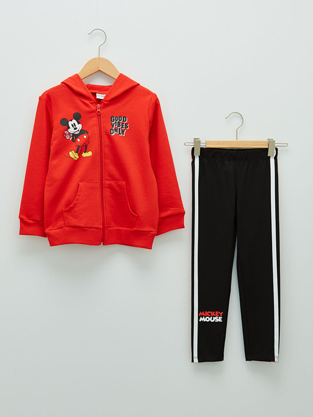 Ensemble Sweat-Shirt Zippé à Capuche et Leggings Imprimés Mickey Mouse Fille à Manches Longues