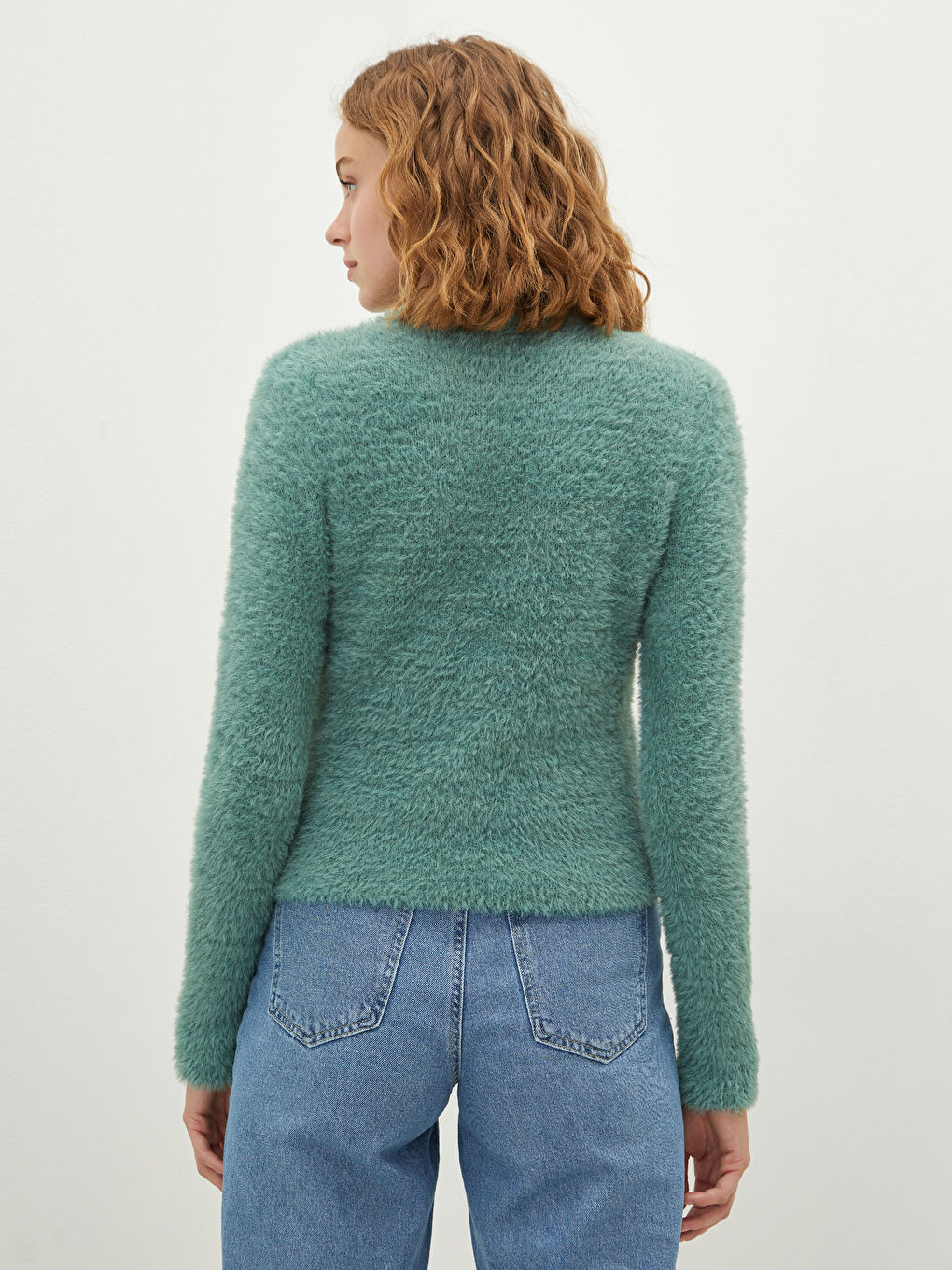 سترة تريكو سادة بياقة دائرية وأكمام طويلة للسيدات-5