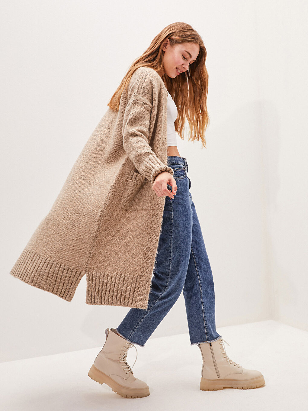 Pocket Detailed Long Sleeve Women's Knitwear Cardigan