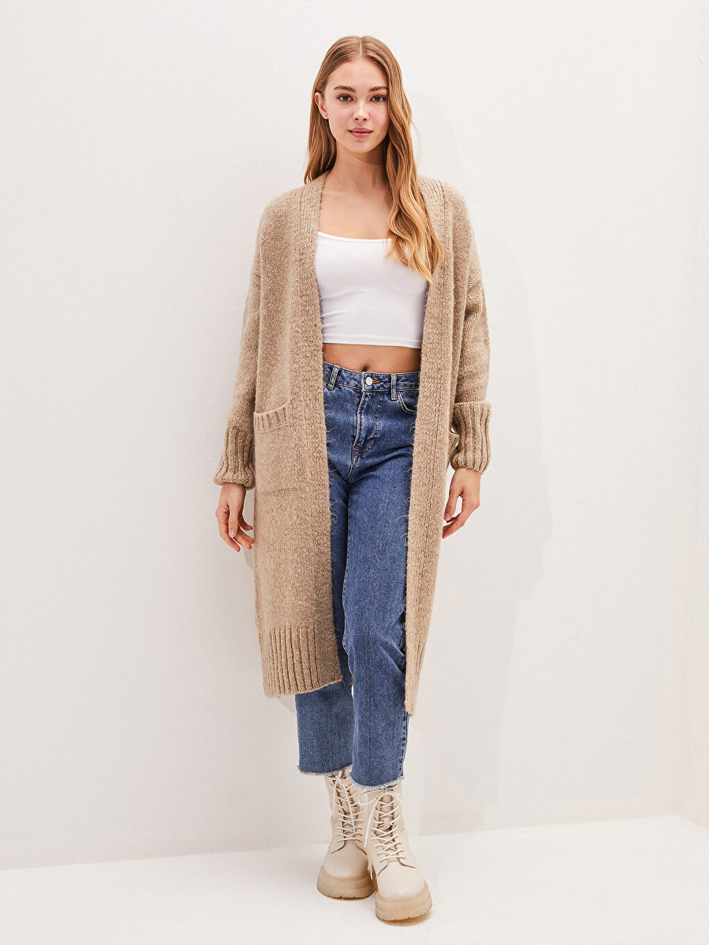 Pocket Detailed Long Sleeve Women's Knitwear Cardigan-1