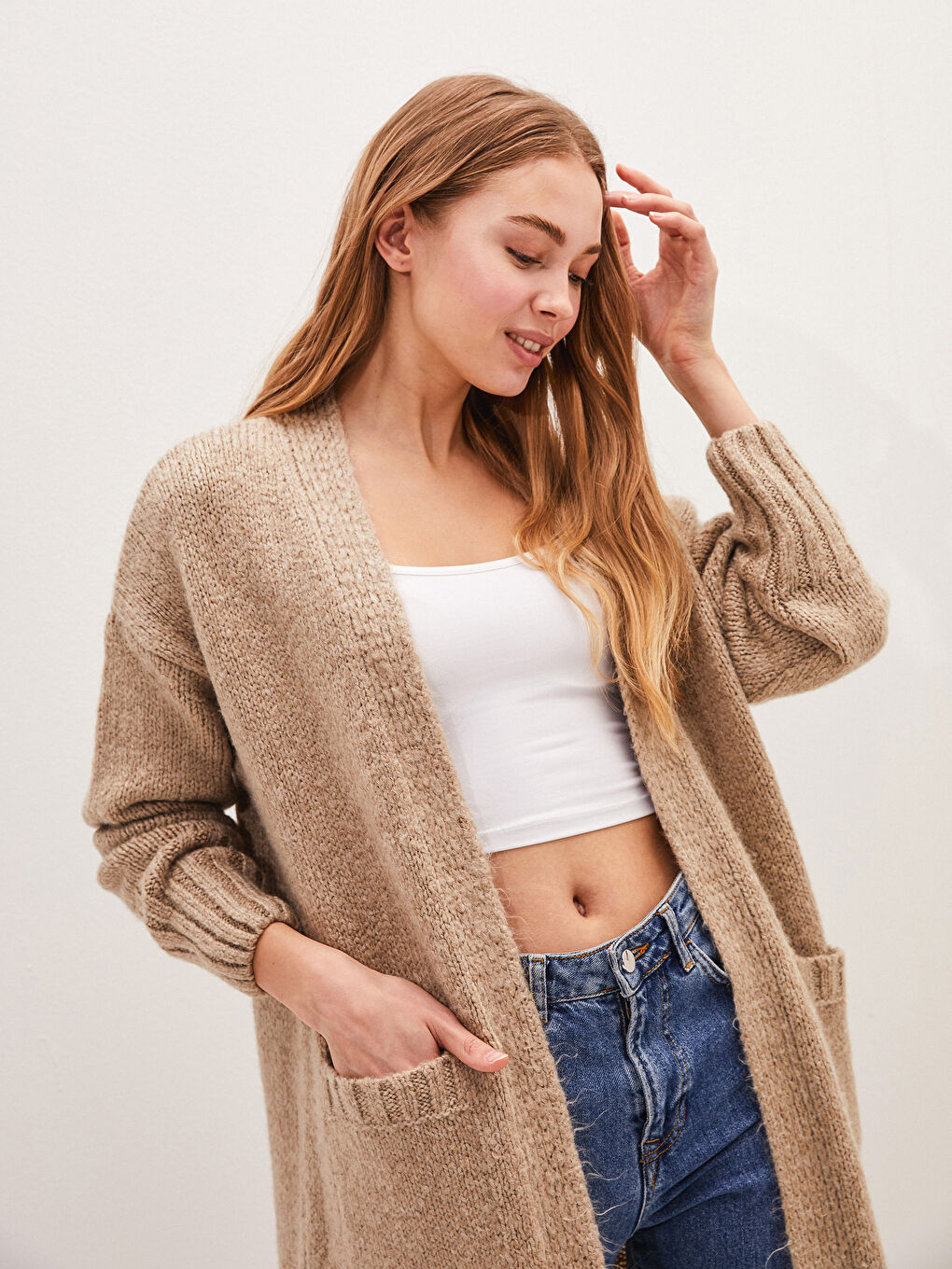 Pocket Detailed Long Sleeve Women's Knitwear Cardigan-4