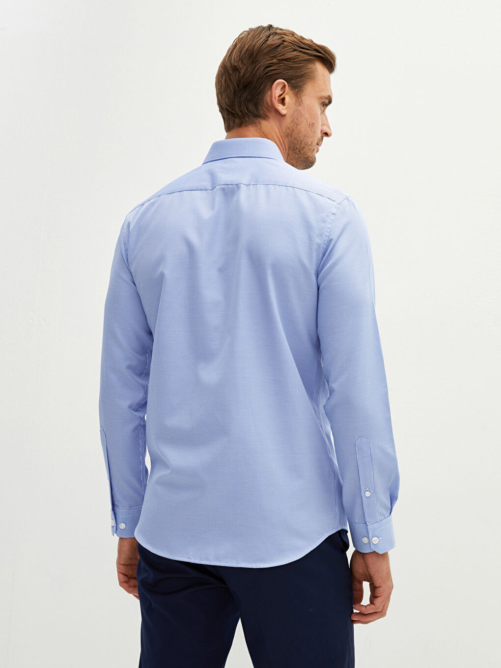 Chemise Gabardine Coupe Svelte Manches Longues Pour Hommes-3