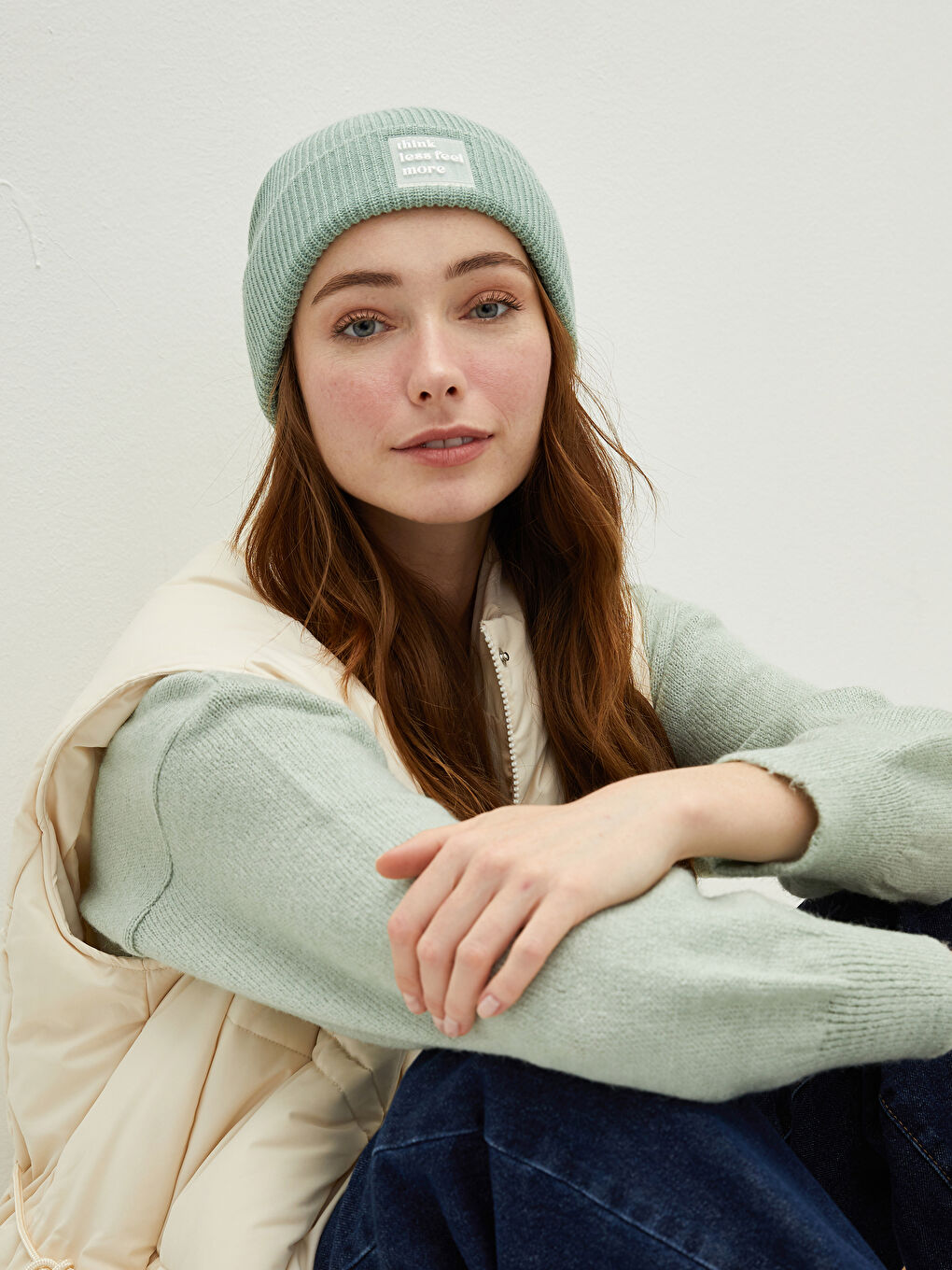 Берет Женский Трикотажный С Принтом-1