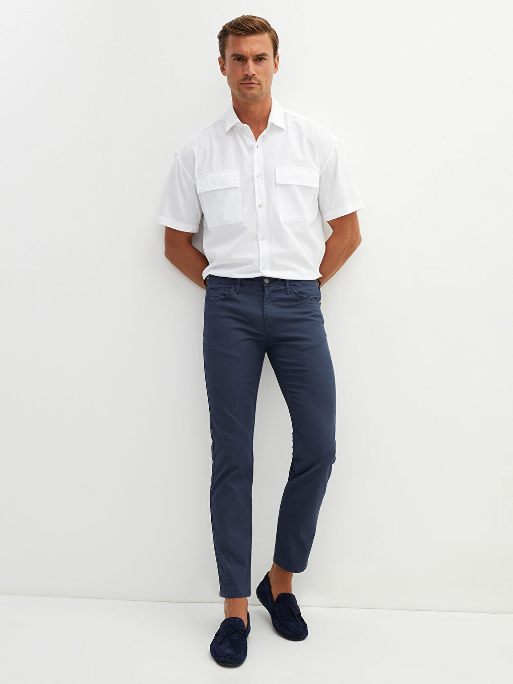 Ерлерге арналған тар пішім өрнексіз шалбар-2