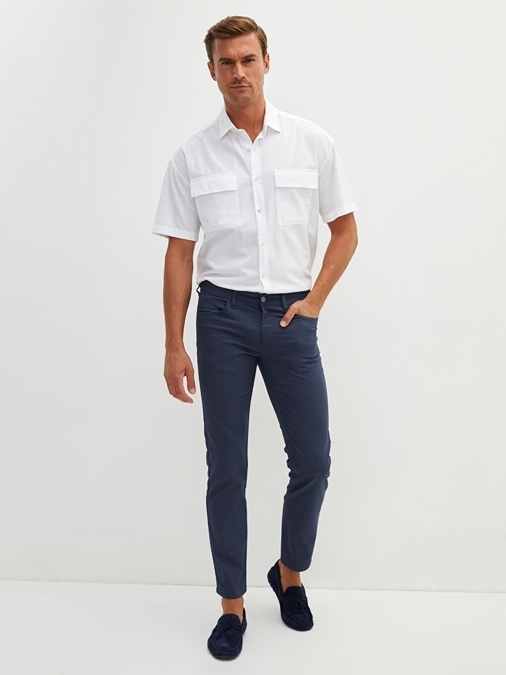 Ерлерге арналған тар пішім өрнексіз шалбар-3