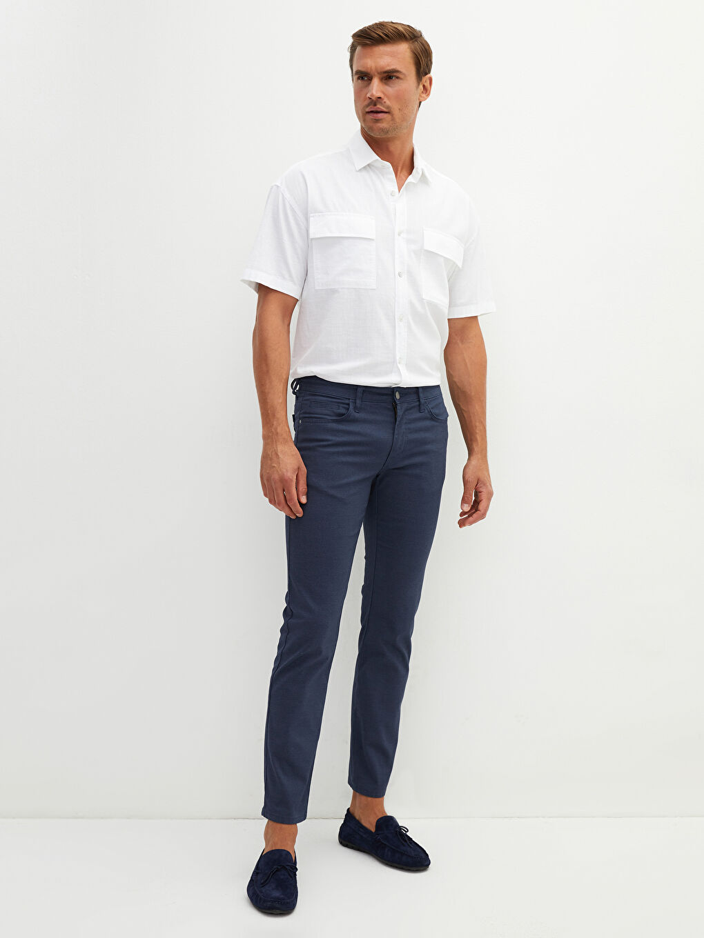 Ерлерге арналған тар пішім өрнексіз шалбар-4