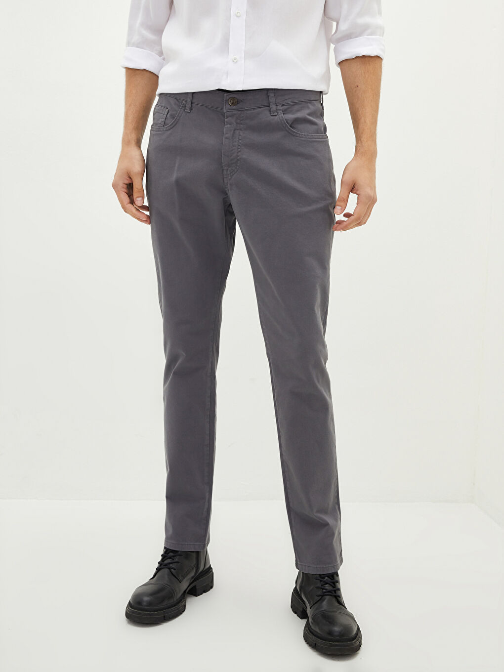 SOUTHBLUE Koyu Gri Slim Fit Armürlü Erkek Pantolon - 1