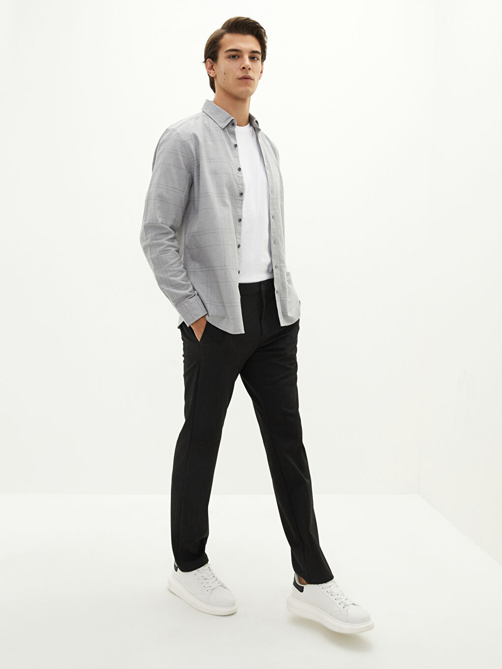 Antrasit Slim Fit Dokulu Erkek Pantolon-1