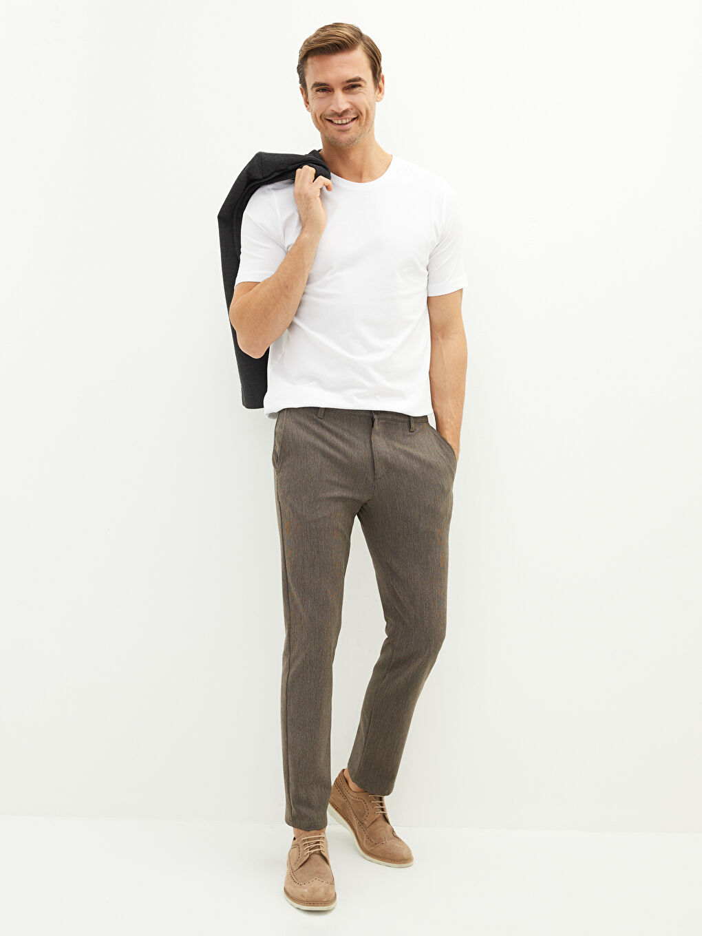 SOUTHBLUE Bej Melanj Slim Fit Dokulu Erkek Pantolon