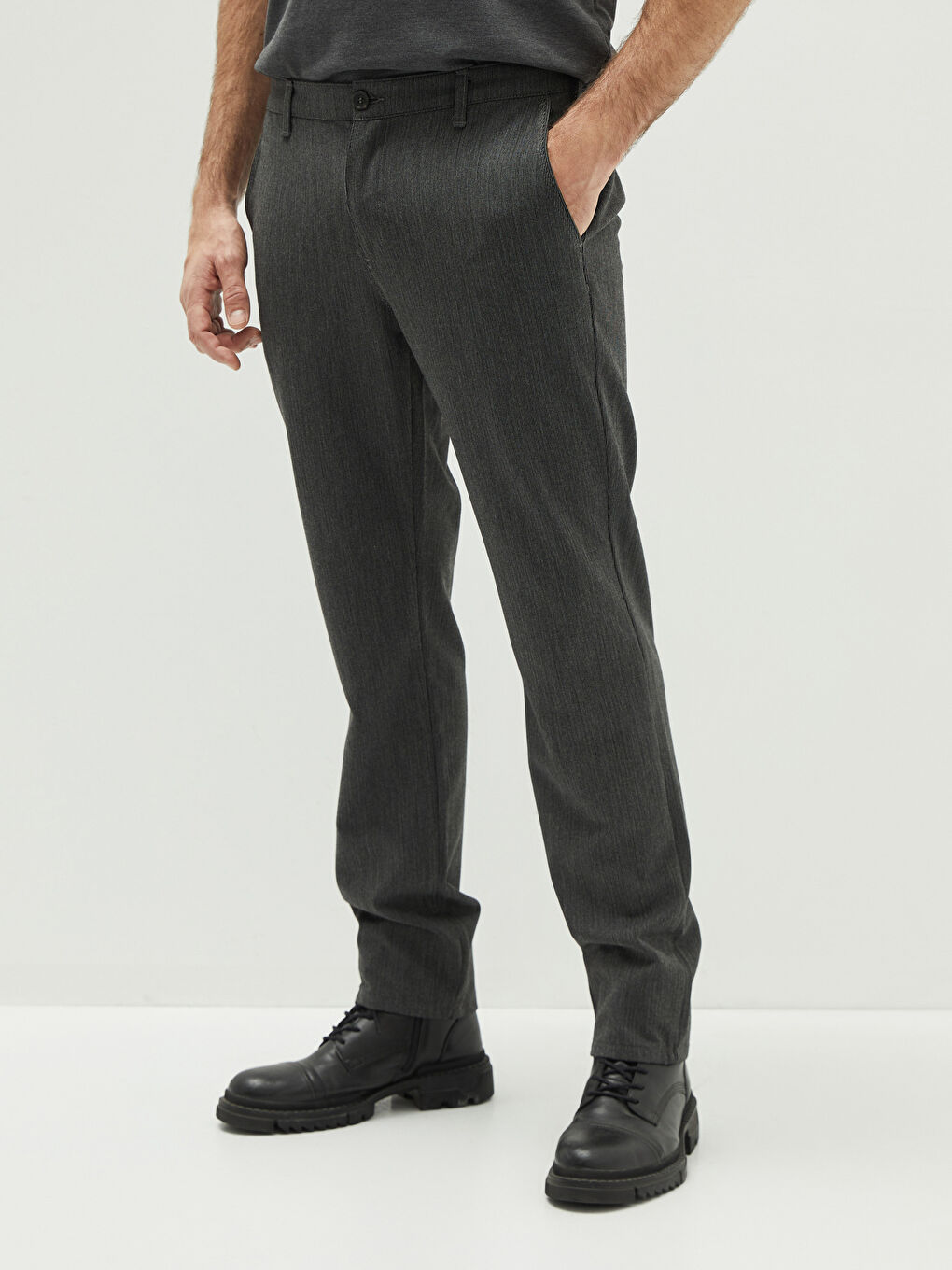 SOUTHBLUE Gri Slim Fit Dokulu Erkek Pantolon - 3